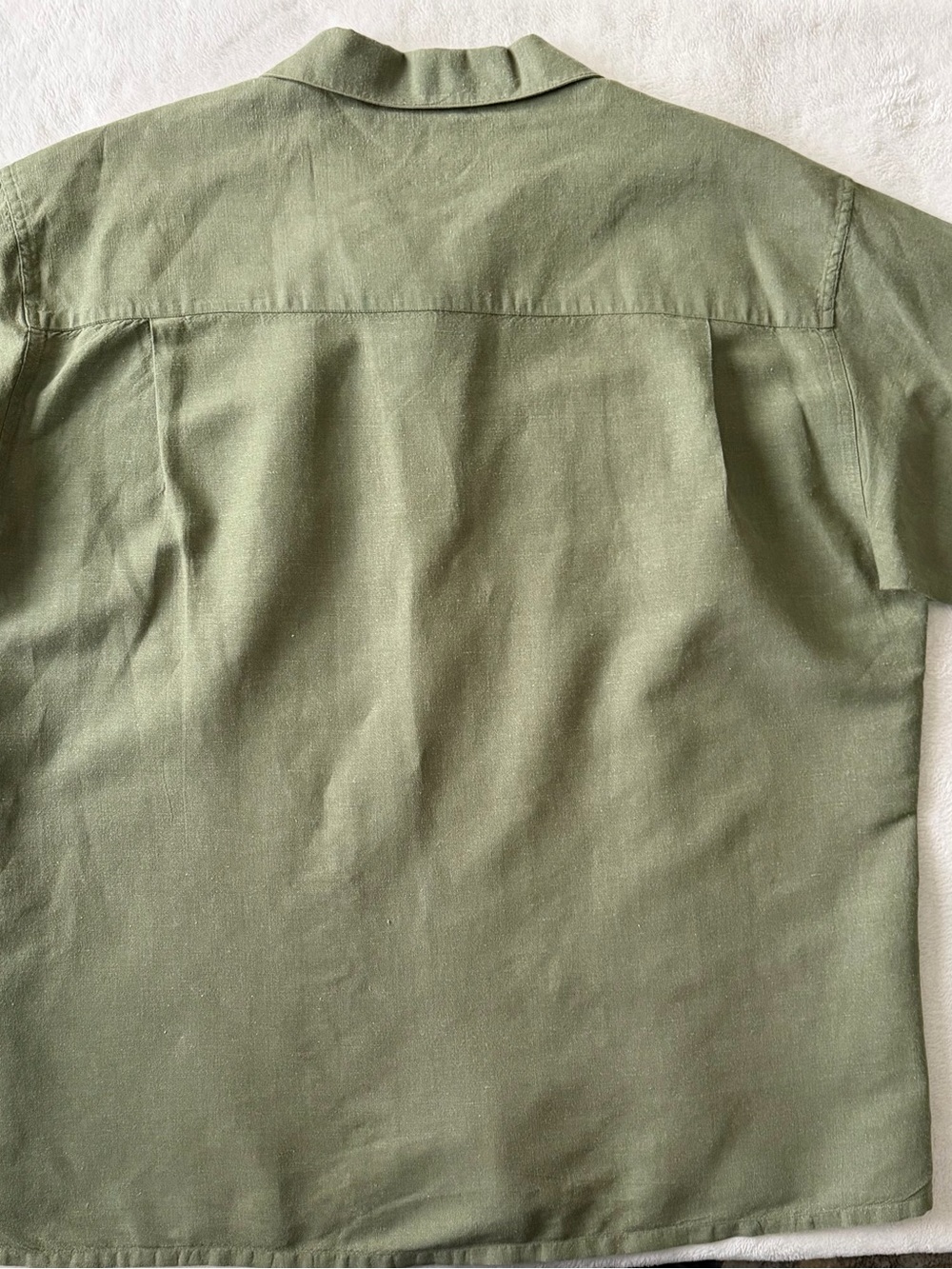 Ralph Lauren Chaps Green Linen-Cotton Shirt Short Sleeve Button Down-XL- EUC - Picture 3 of 11
